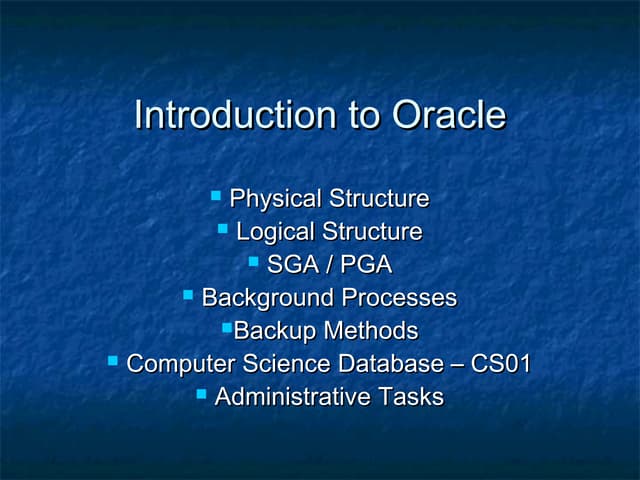 Introduction to oracle(2)