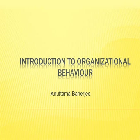 Introduction to organizational behaviour