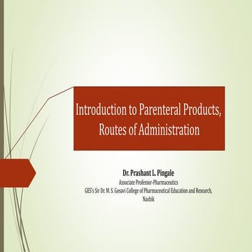 Introduction to parenteral products and routes of administration | PDF