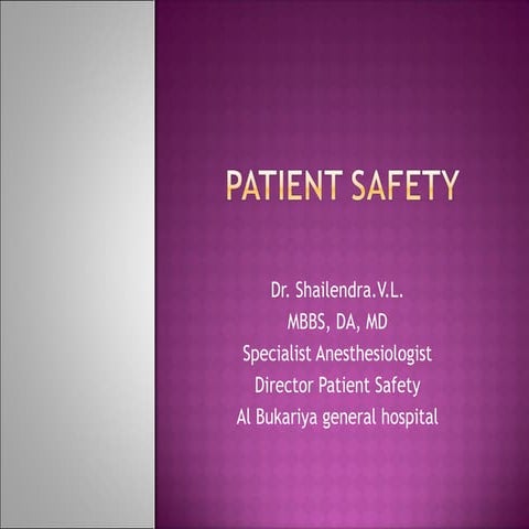 Introduction to patient safety department