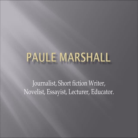 Introduction to Paule Marshall & Browngirl, Brownstones
