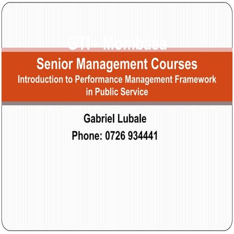 Performance management framework in public service of Kenya