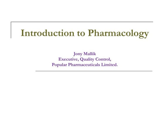 Basic concepts of pharmacology | PPT | Chemistry | Science