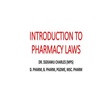 INTRODUCTION TO PHARMACY LAW AND REGULATIONS