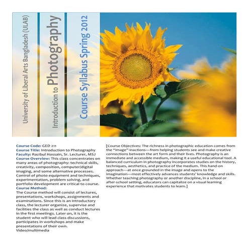 Introduction to photography ged 211 course designe spring 2012