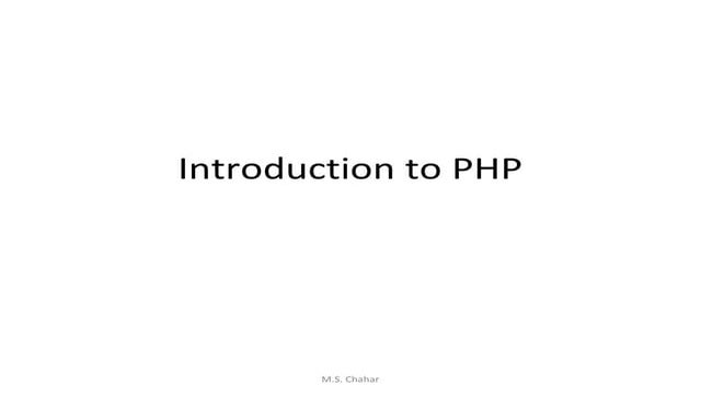 Introduction to php