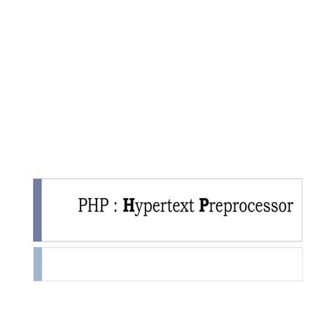 Introduction to php | PPT