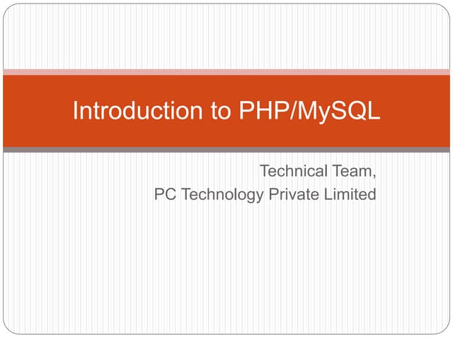 Introduction To Php 6 Ppt Introduction To Php 6 Ppt