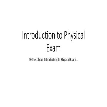 Introduction to Physical Exam for medical students | PPTX