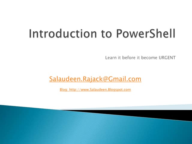 Introduction to powershell | PPTX | Operating Systems | Computer ...