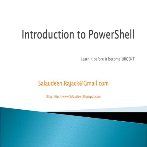 Introduction to PowerShell | PPT | Operating Systems | Computer ...