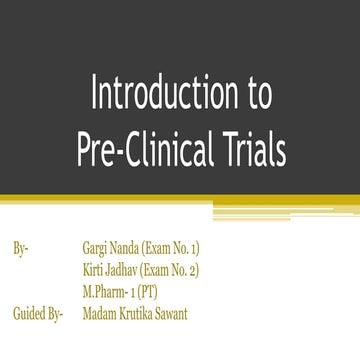 Introduction to Pre-clinical Trials