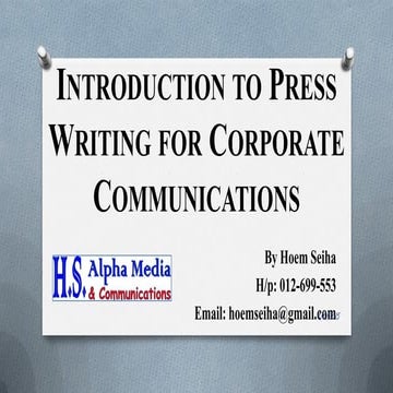 Introduction to press writing for corporate communications