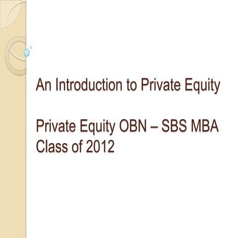 Introduction to Private Equity