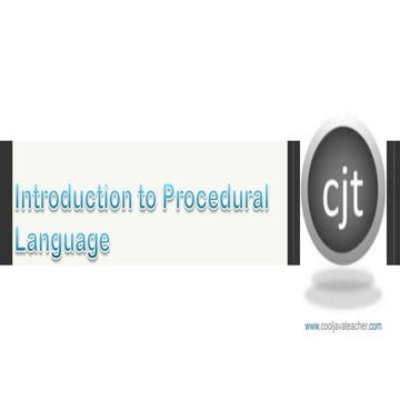 Introduction to Procedural Language | PPT