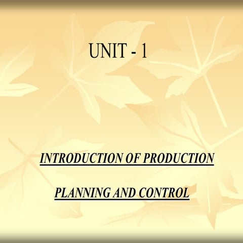 Introduction to production planning and control