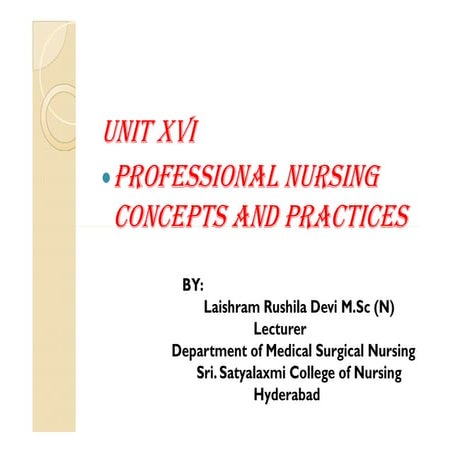 Introduction to professional nursing concepts and practices