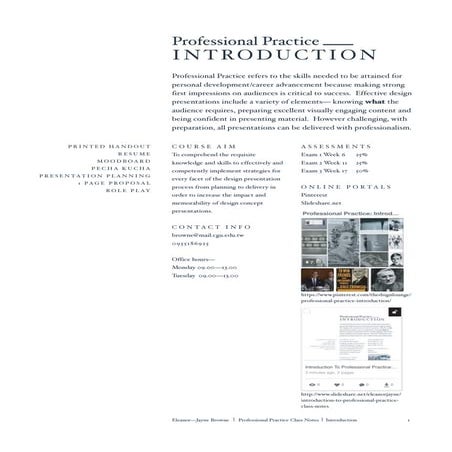 Introduction To Professional Practice: Class Notes