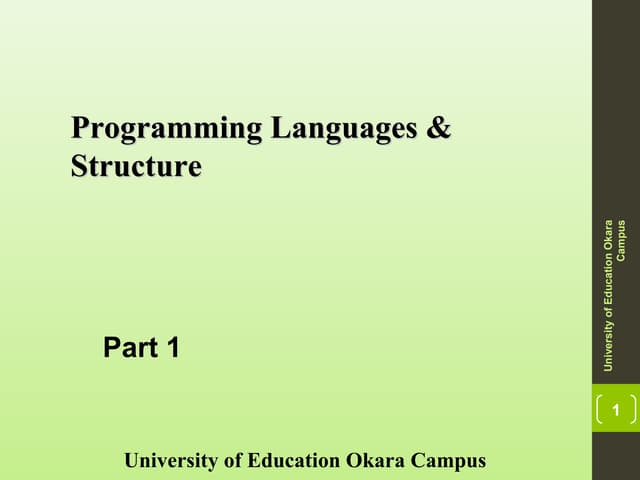 Introduction to programming languages   part 1