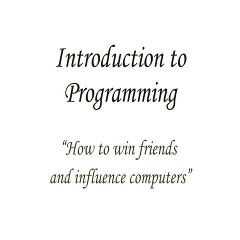 Introduction To Programming | PPT