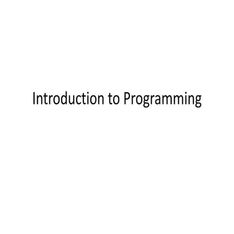 Introduction to programming | PPT