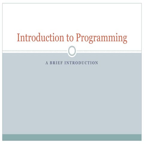 Introduction to programming | PPT