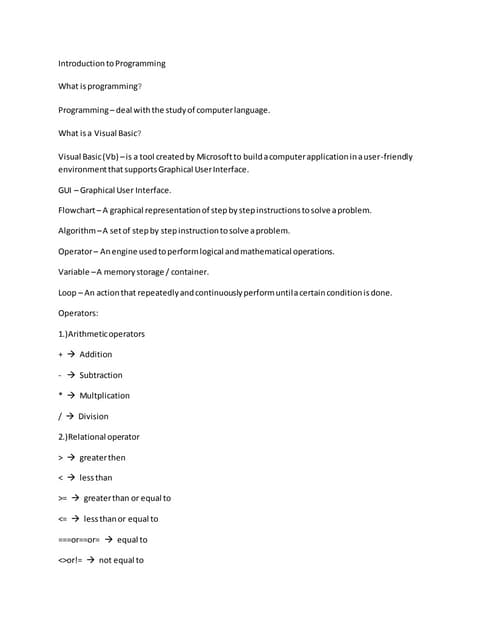 Introduction to programming