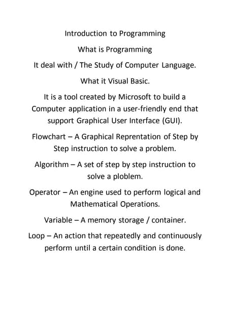 Introduction to programming