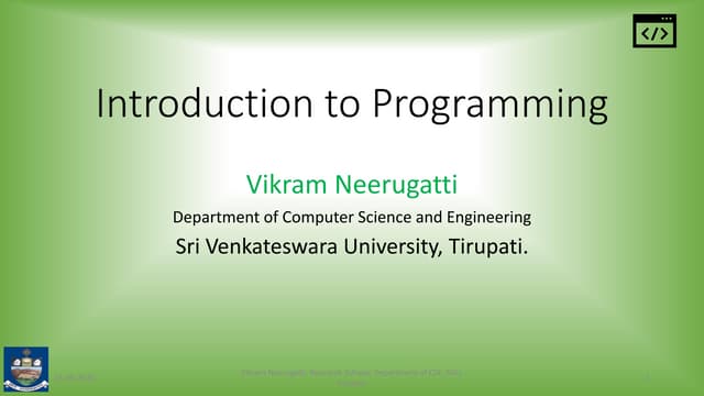 Introduction to programming