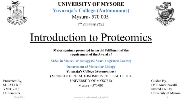 Introduction to proteomics