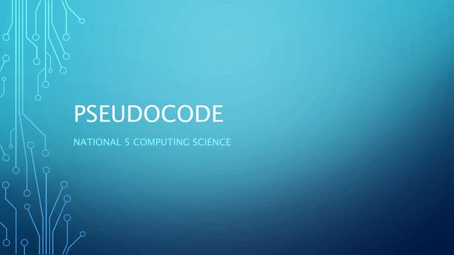 Introduction to Pseudocode