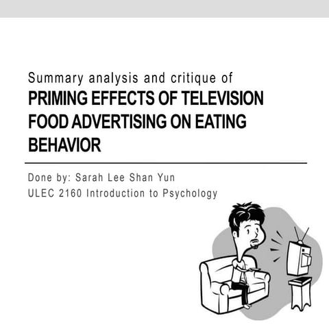 Introduction to psychology - summary, analysis and critique of priming effect...