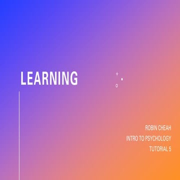 Introduction to Psychology - Topic 5 - Learning 