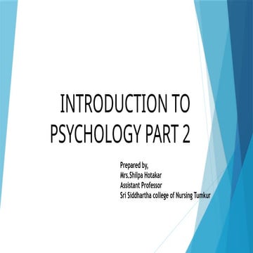 INTRODUCTION TO PSYCHOLOGY PART 2.pptx FOR BSC I SEMESTER BY MRS.Shilpa Hotakar