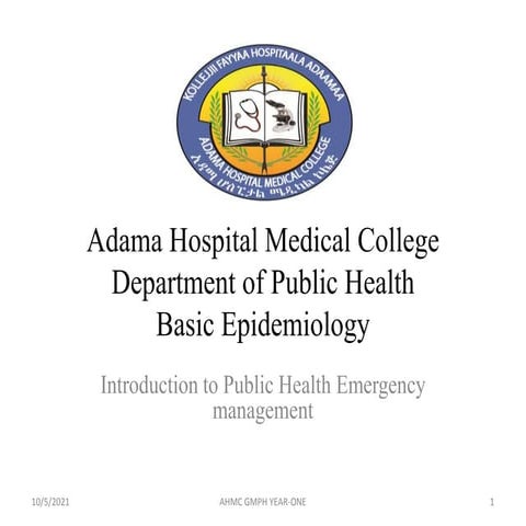 Introduction to public health emergency management