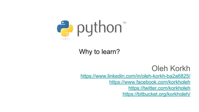 Python. Why to learn?