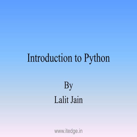 Introduction to python for dummies | PPT