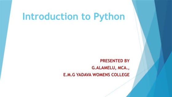 Introduction to Basics of Python | PPT