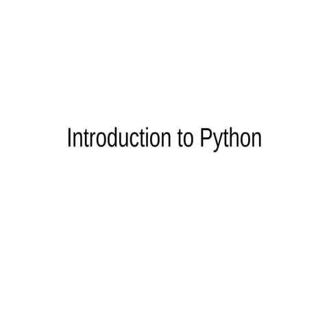 Introduction to python | PPT