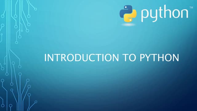 Introduction to python | PPT