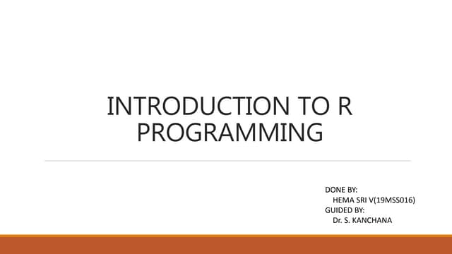 Introduction to R Programming
