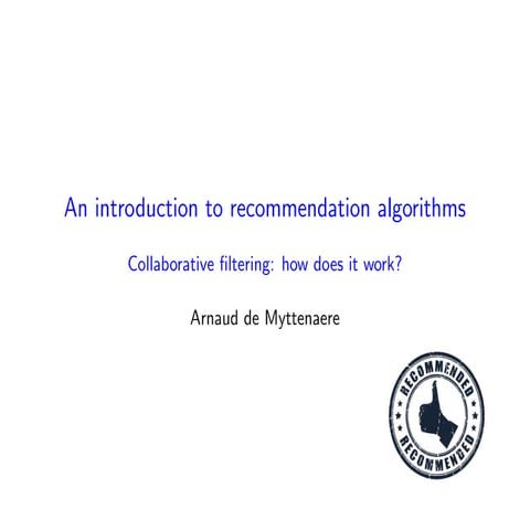 Introduction to recommender systems