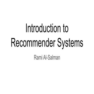 Introduction to recommender systems