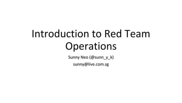 Introduction to red team operations