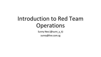 Introduction to red team operations