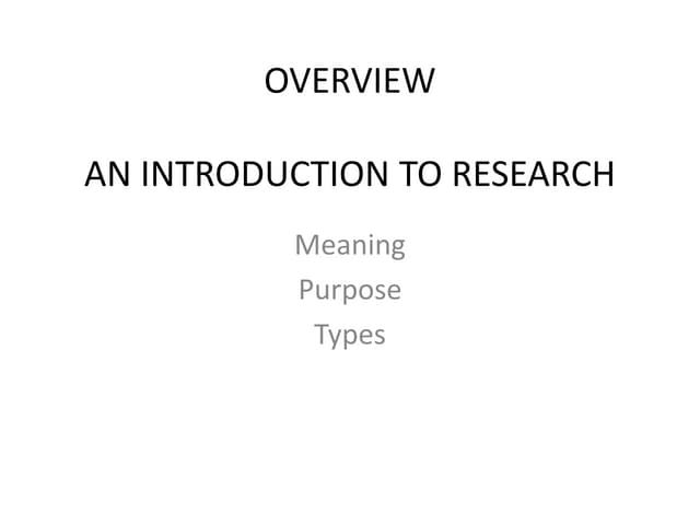 Introduction to research