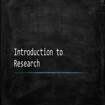 Introduction to Research