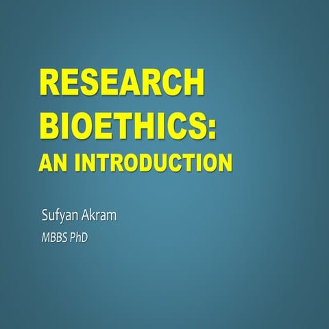 Introduction to research bioethics