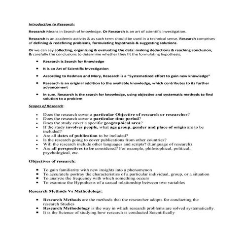 Introduction To Research Er