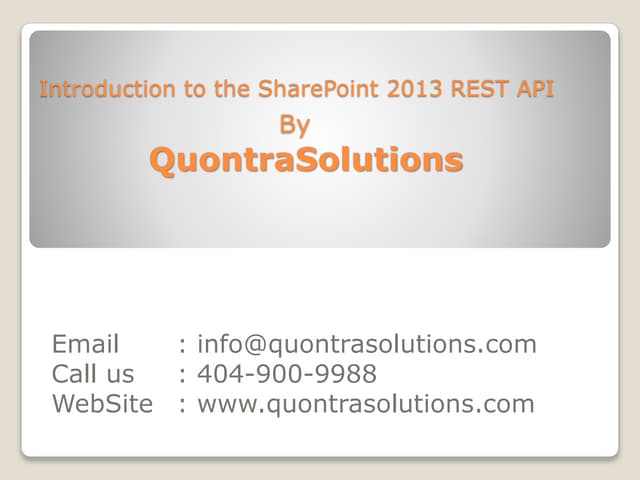 Introduction to SharePoint 2013 REST API